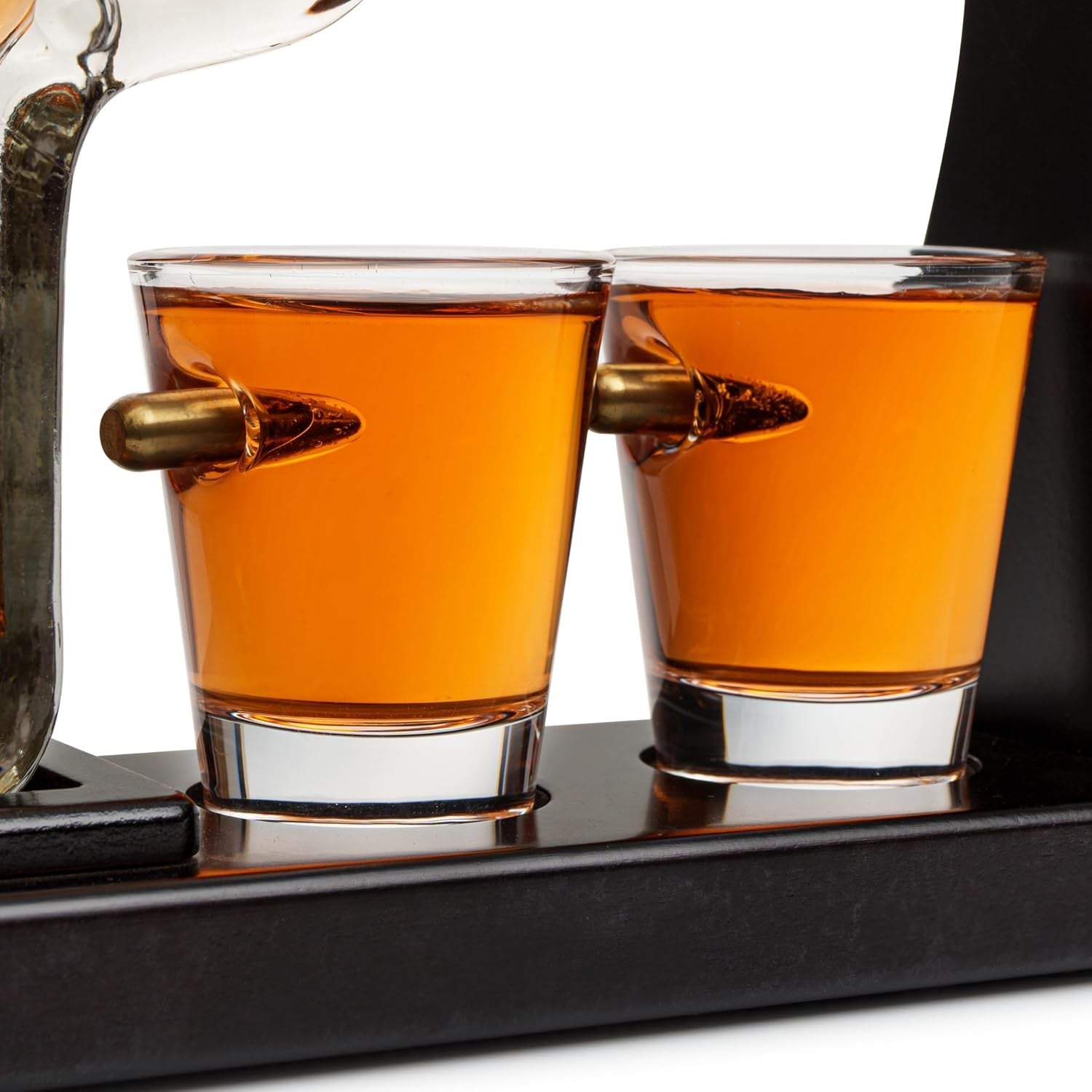 Pistol Gun Whiskey Decanter Set Glass Bottle with Bullet Shot Glasses