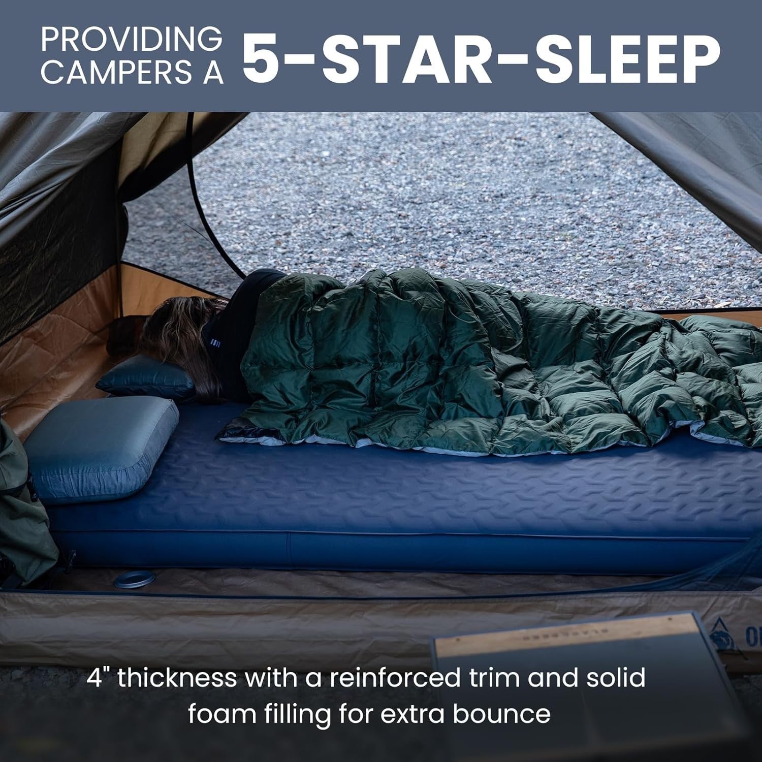 4" Self-Inflating Double Camping Mattress Foam Air Bed Waterproof Comfort