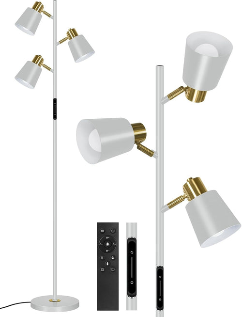LED Tree Floor Lamp Dimmable Remote Touch 3 Head Adjustable Modern