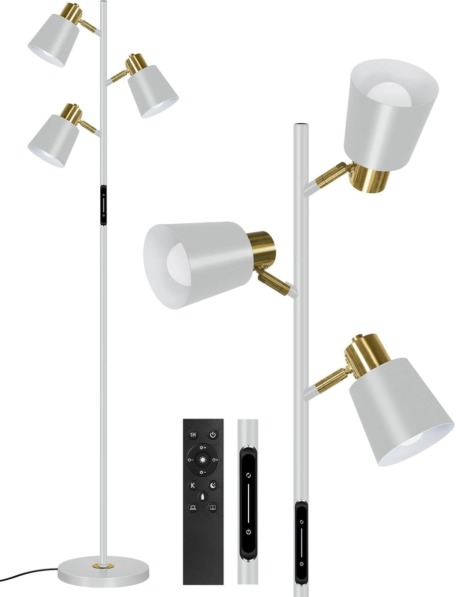 LED Tree Floor Lamp Dimmable Remote Touch 3 Head Adjustable Modern