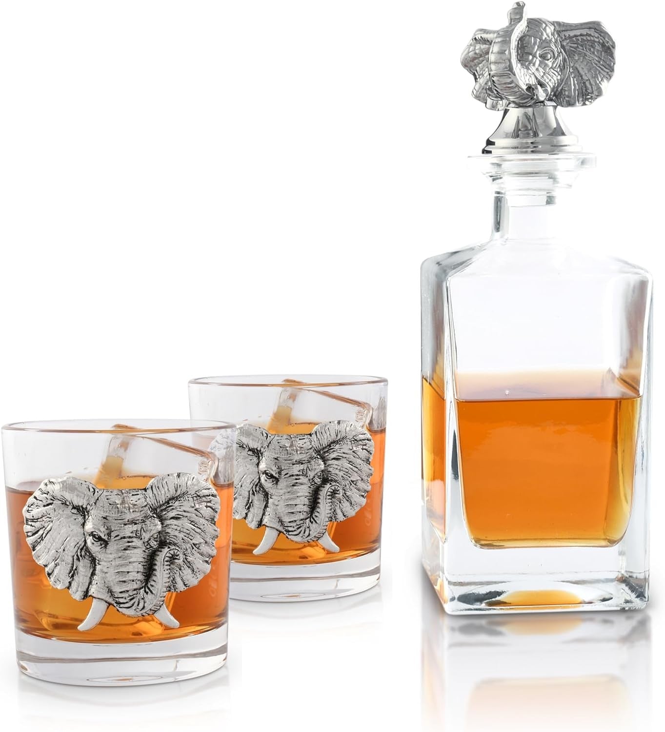 Luxury Elephant Decanter Set 750ml with 2 Whiskey Glasses | Premium Bar Gift