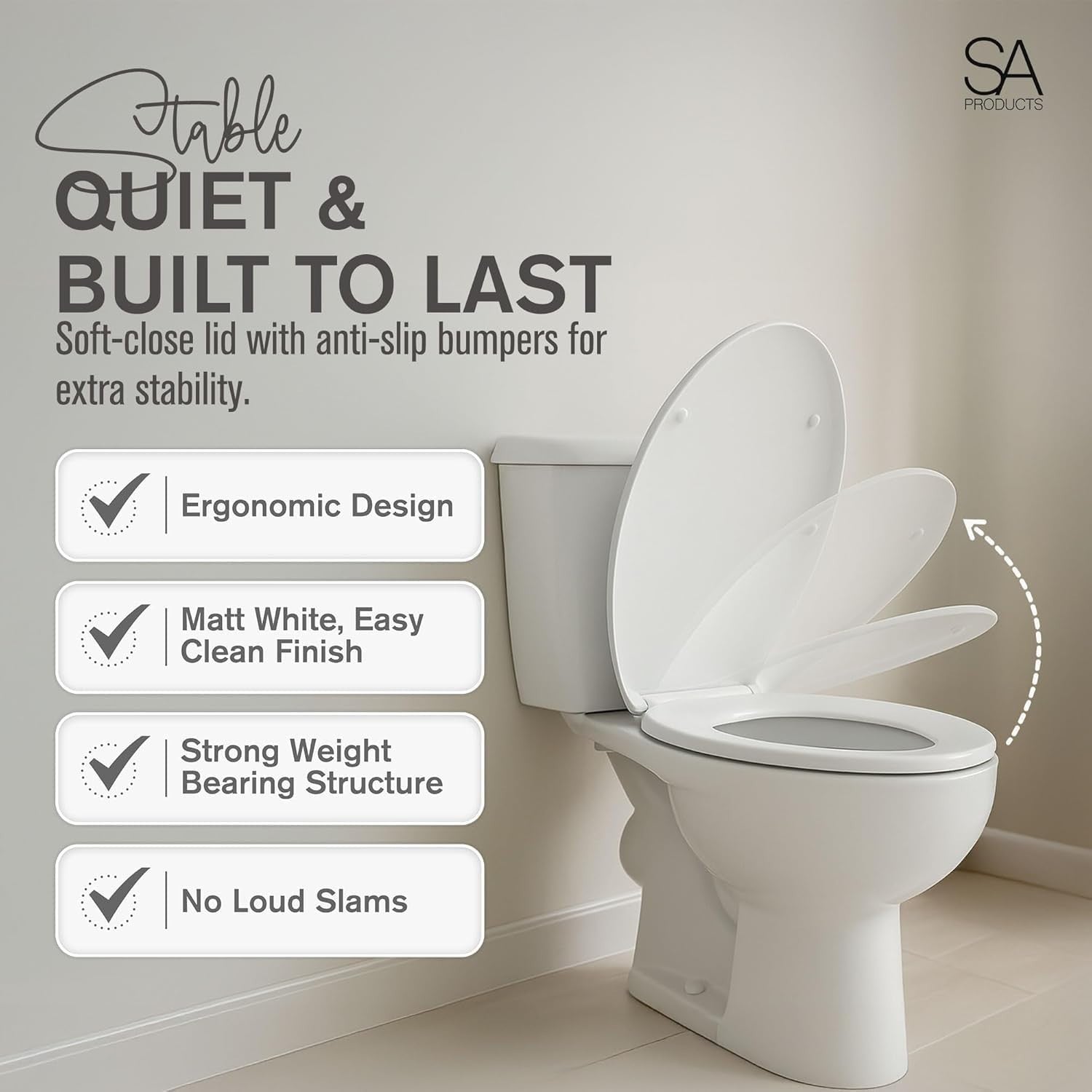 Quick Release Toilet Seat Soft Close Universal Bathroom Lid 44.1x36.5cm