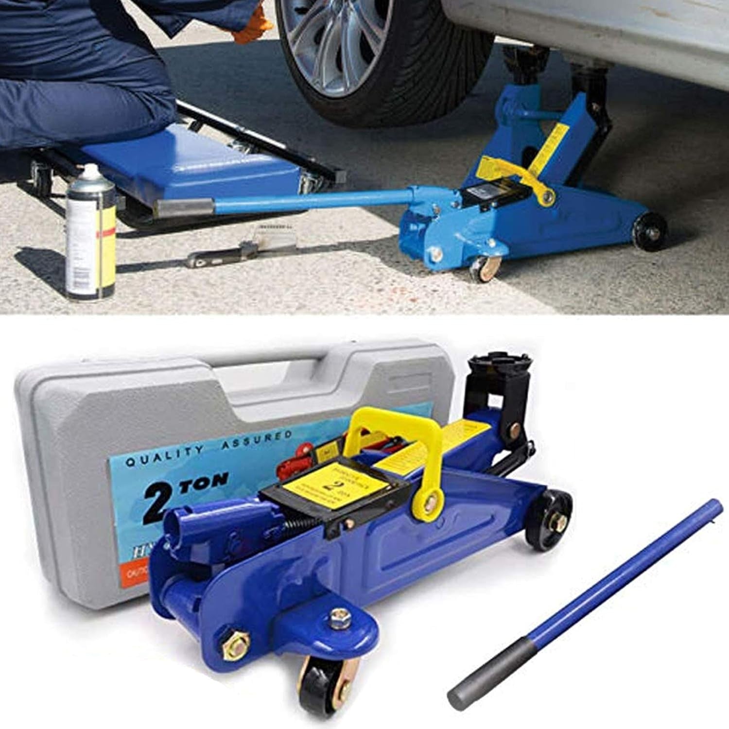 2 Ton Hydraulic Trolley Jack Heavy Duty Car Van Lift 135–320mm Rocket Rise+Case