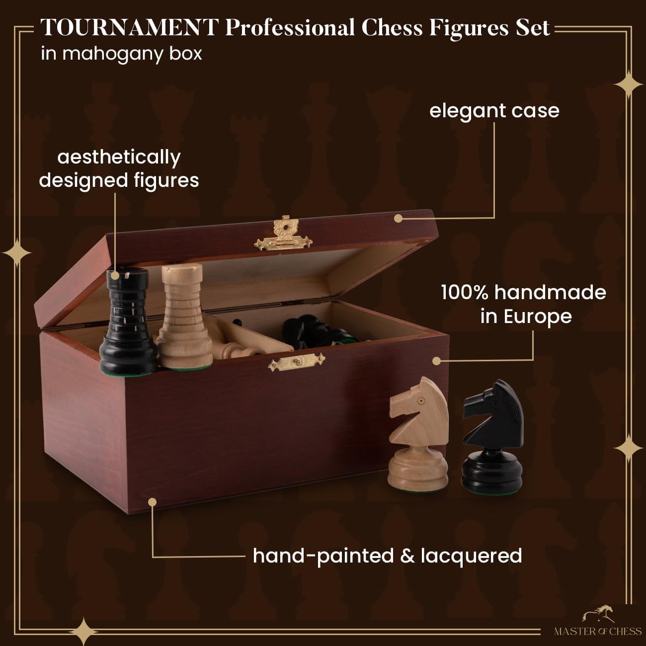 Staunton Tournament Wooden Chess Pieces Set with Storage Box | Weighted 100mm Ki