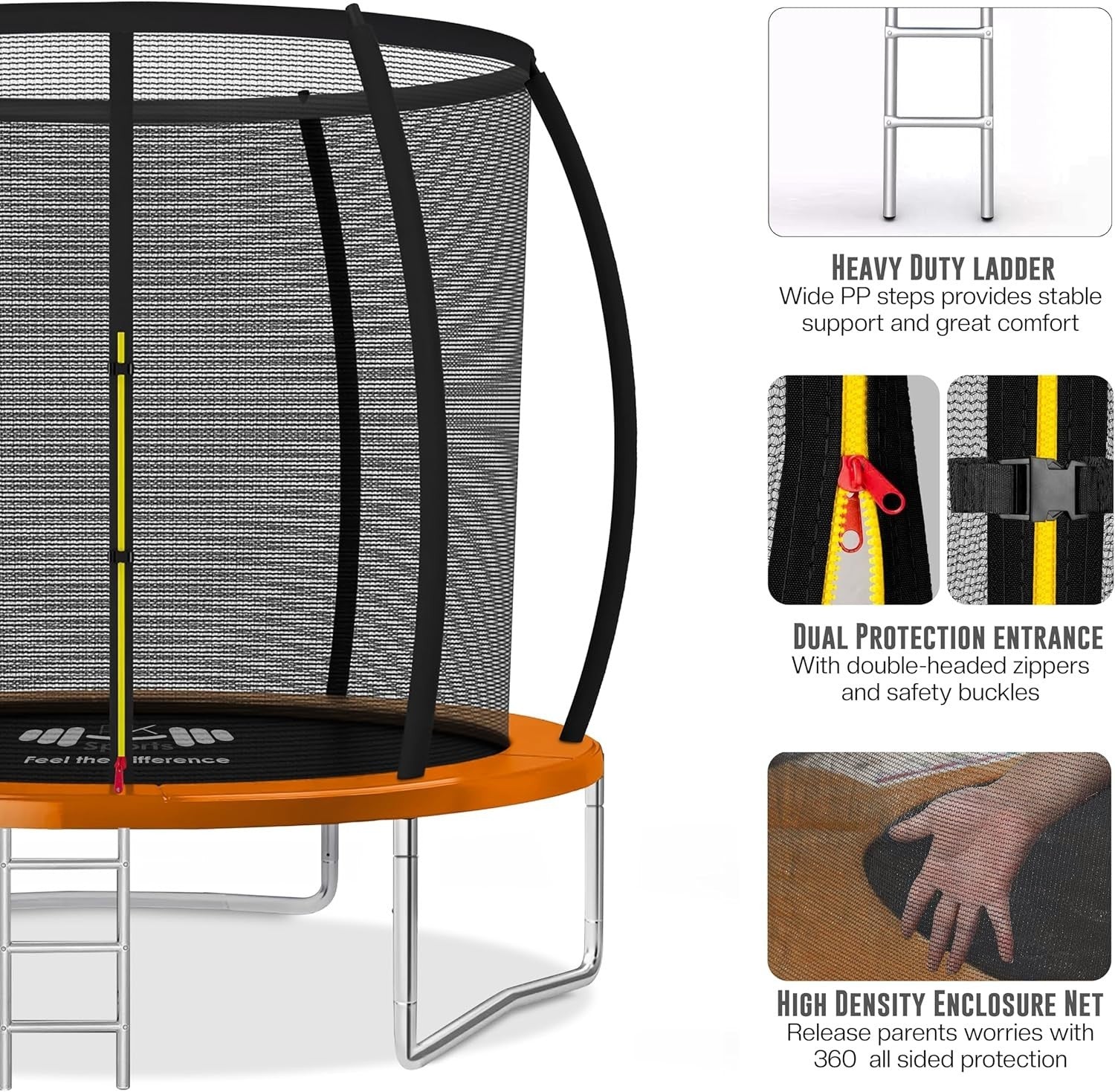 10ft Outdoor Trampoline with Safety Enclosure Ladder Heavy Duty