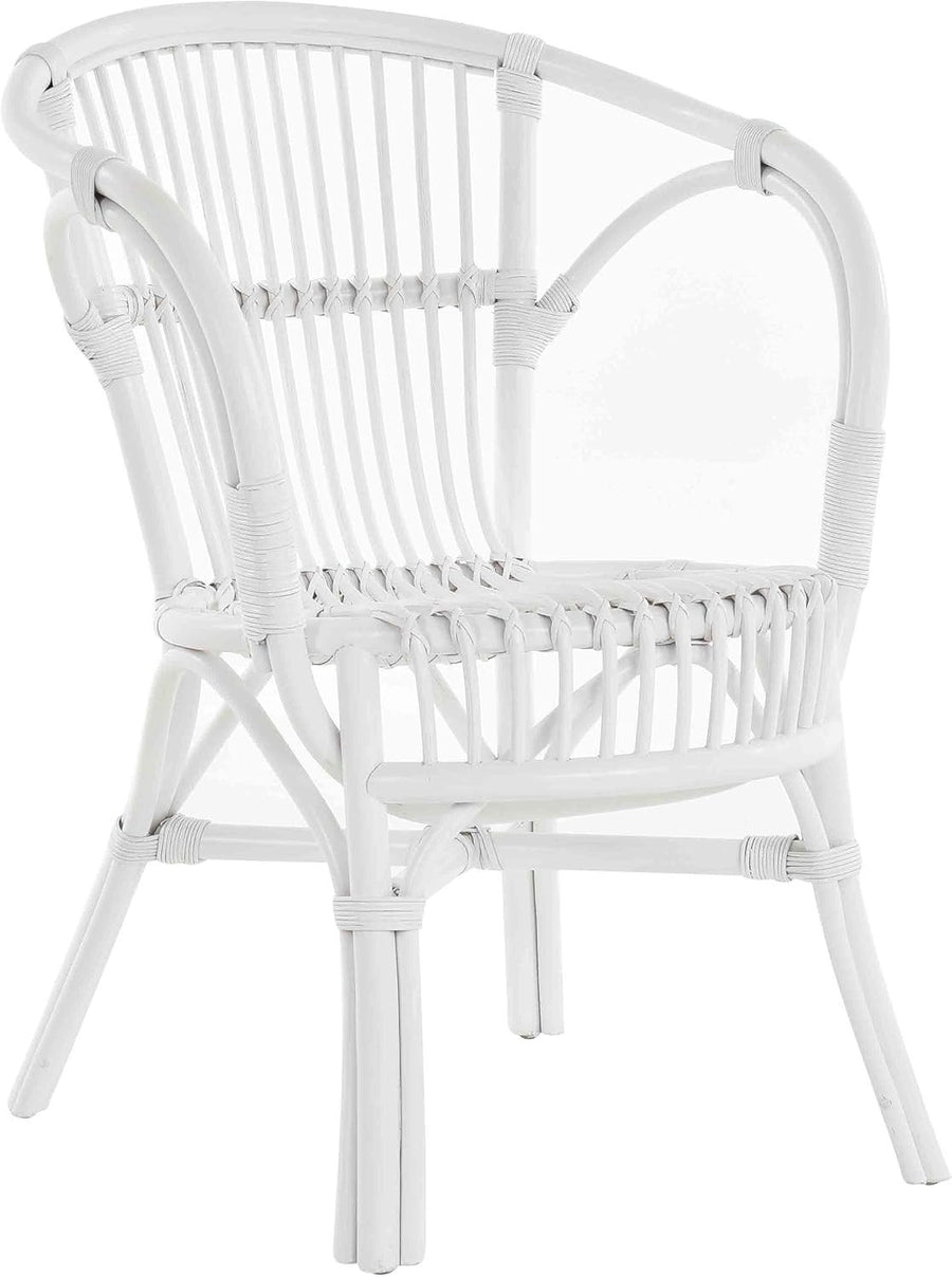 White Rattan Wicker Armchair Scandinavian Indoor Accent Chair Natural Finish