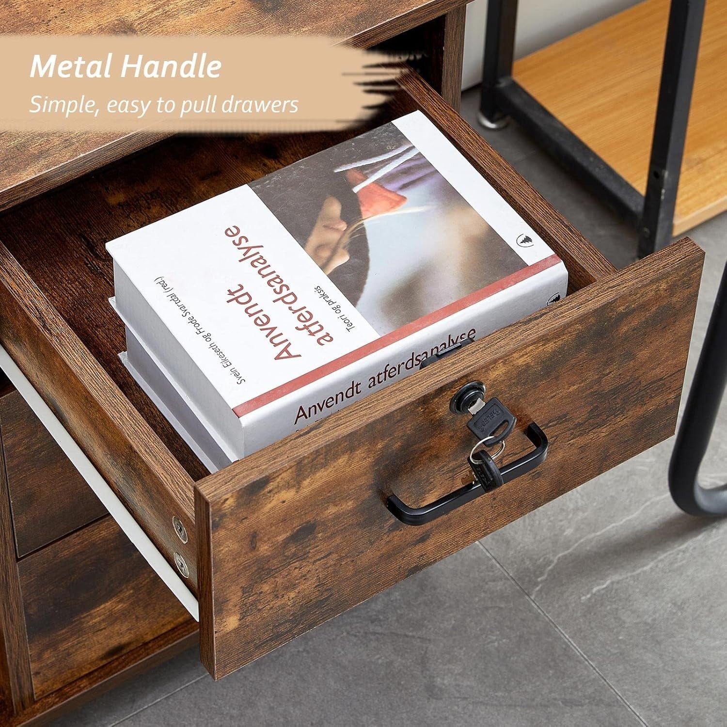 Large Rolling File Cabinet Locking Drawers Printer Stand Open Shelf Storage