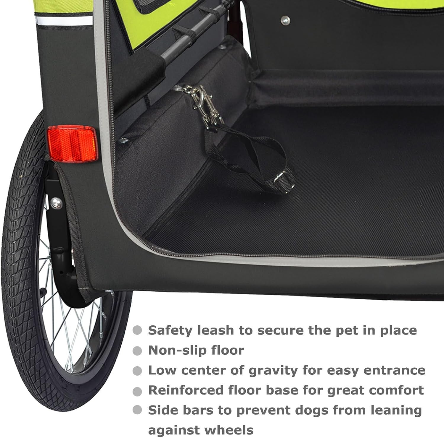 Dog Bike Trailer Stroller 45kg Folding Suspension Cart Green Black with Brakes