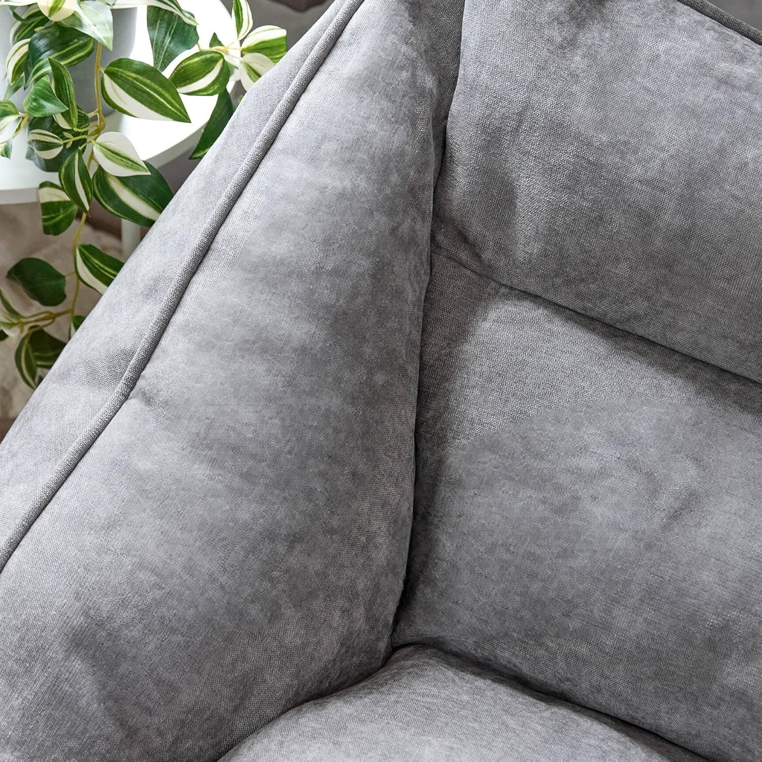 Grey Chenille Bean Bag Armchair Comfy Lounge Chair Sofa for Adults Home