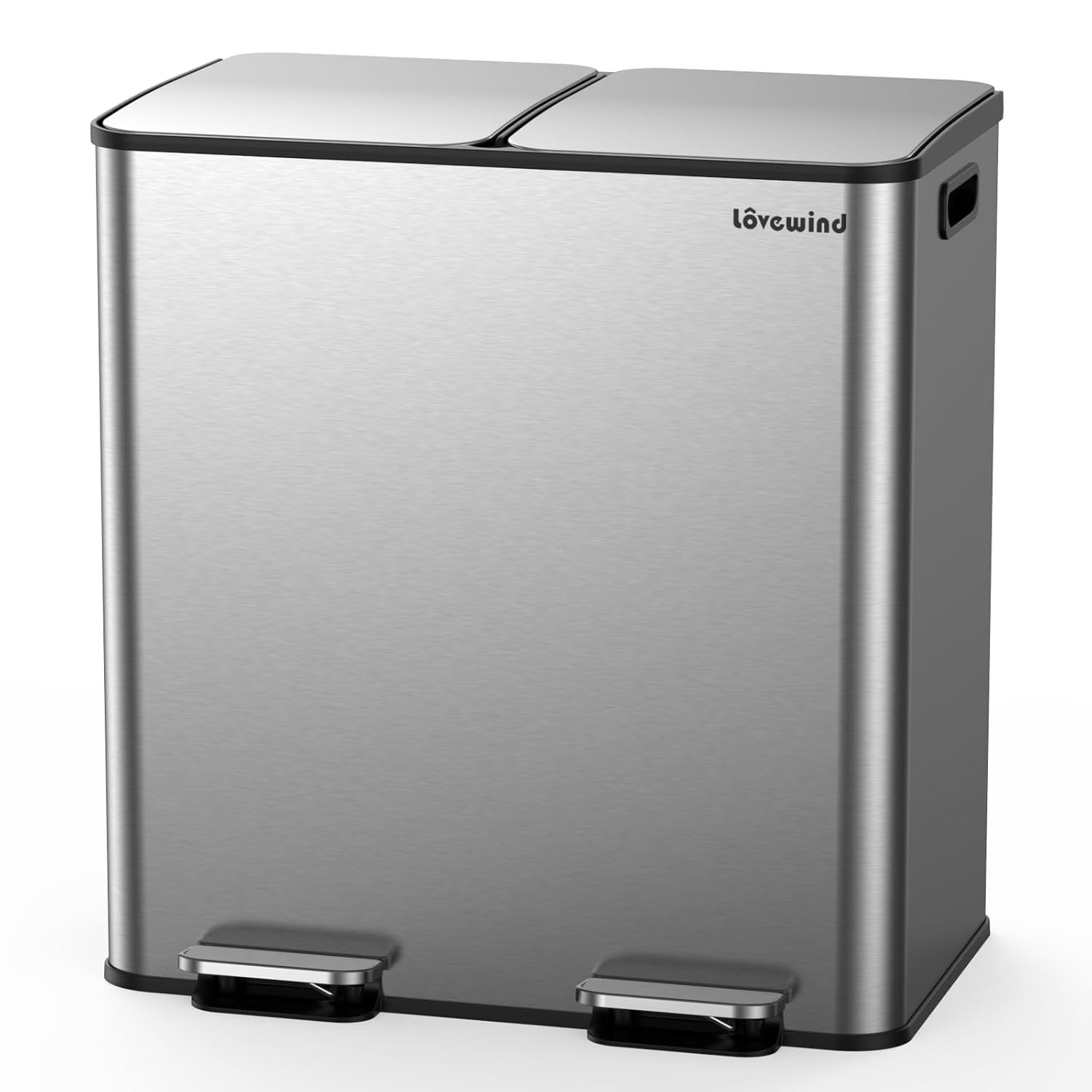60L Double Kitchen Bin 2x30L Stainless Steel Recycling Pedal