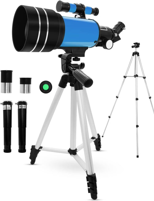70mm Kids Astronomy Telescope 150x Magnification Tripod Beginner Blue