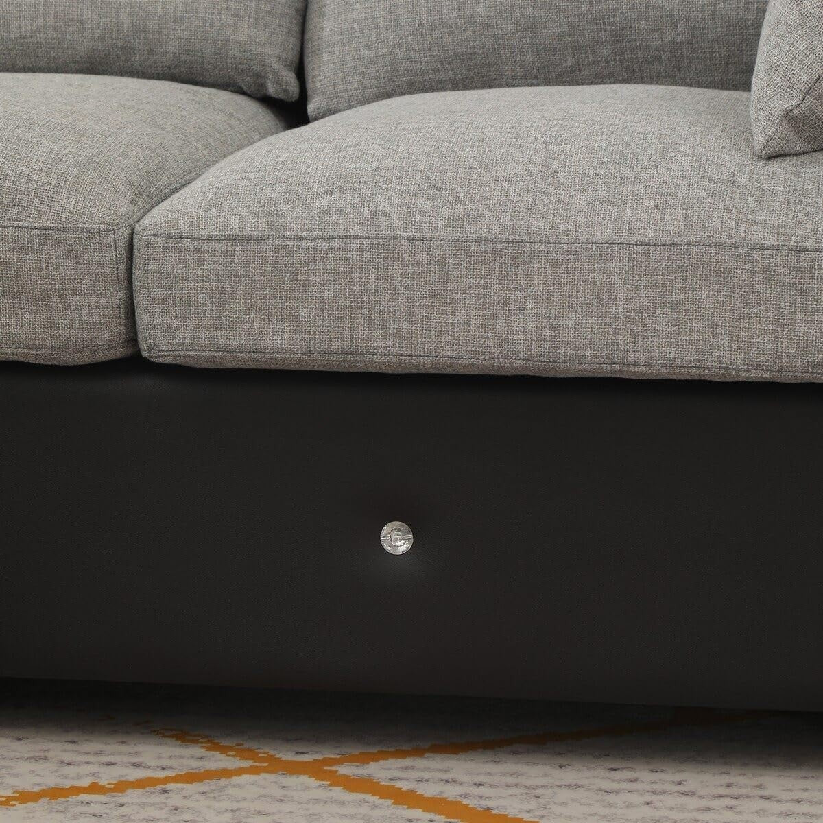 4 Seater L-Shaped Corner Sofa with USB Port Chaise – Linen Fabric, Modern