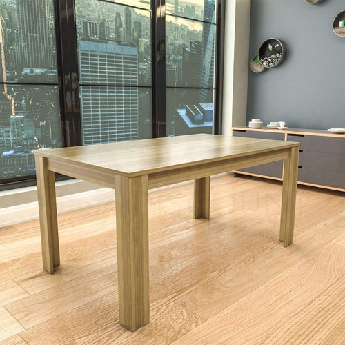 Oak Kitchen Dining Table 6 Seater MDF Wood Rectangular 150cm Sturdy Frame