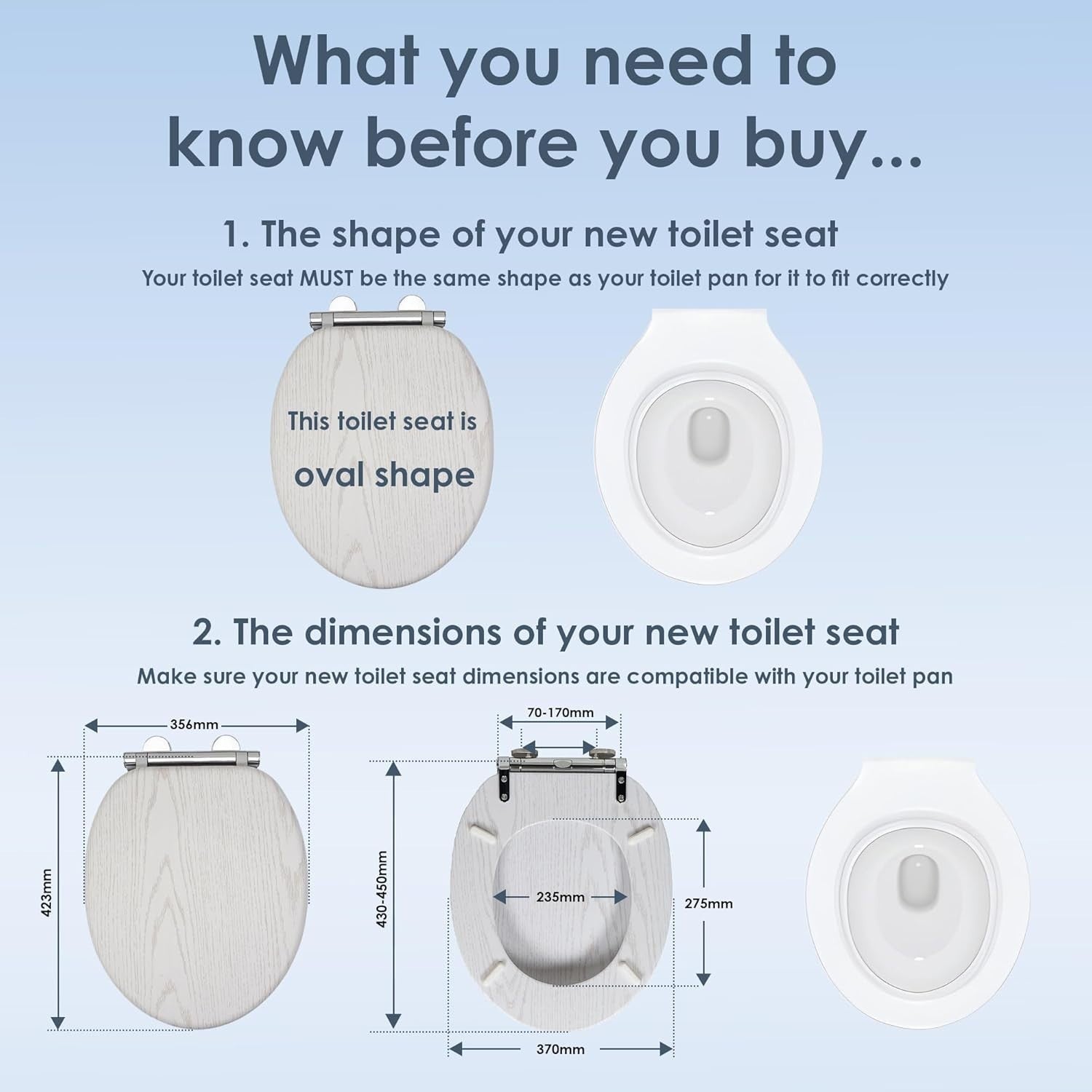 White Oak Effect Toilet Seat Soft Close MDF Quick Release Easy Clean 42x36cm