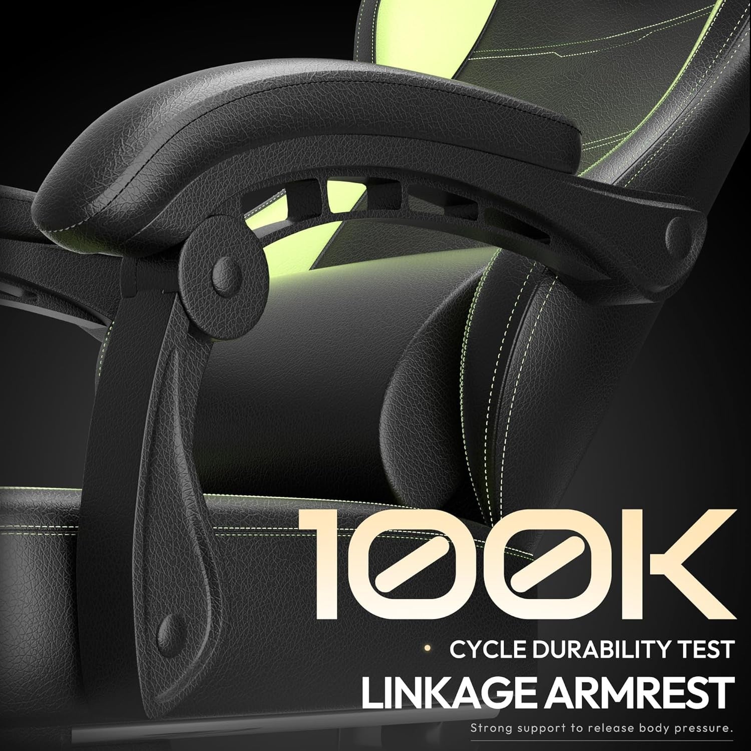 Heavy Duty Gaming Chair 200kg Ergonomic w/ Massage Lumbar Green