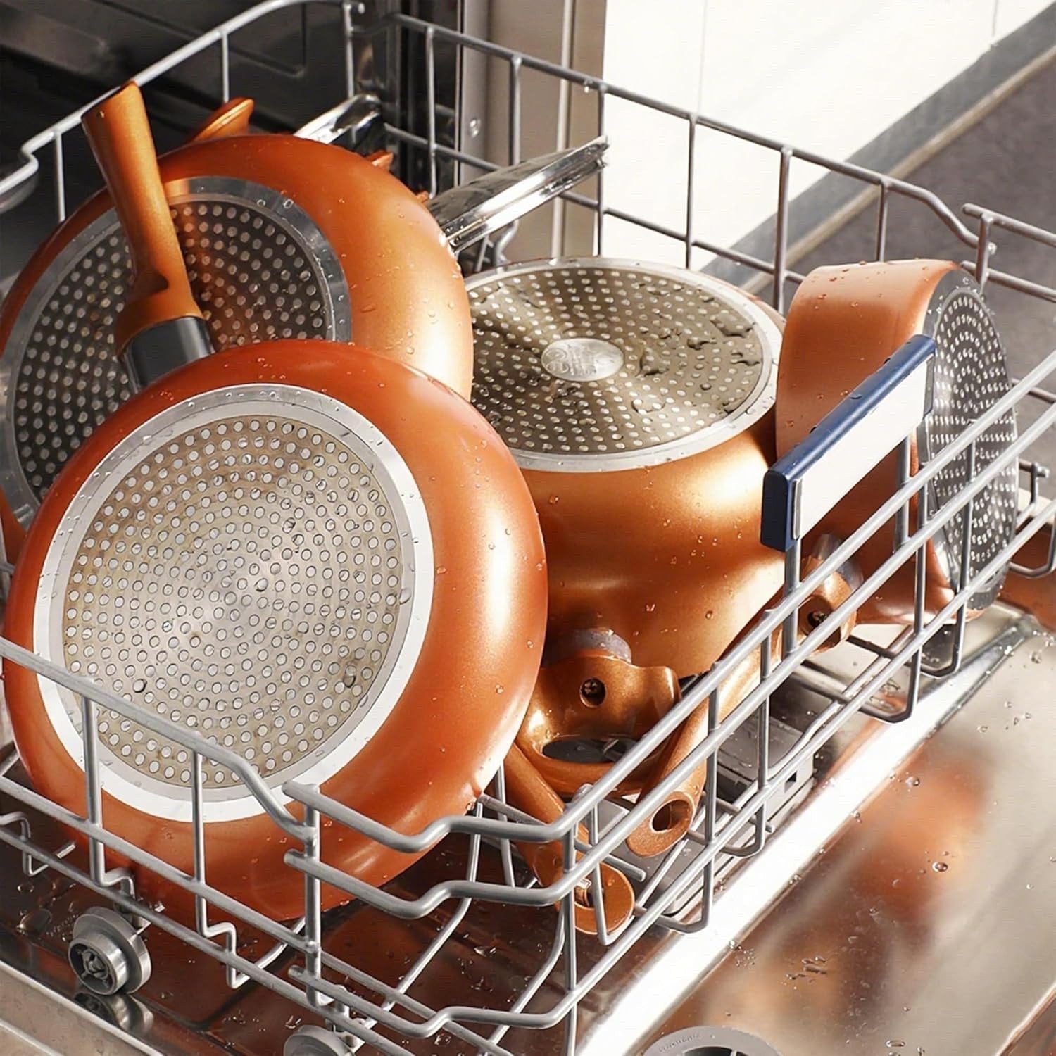 11pcs Copper Non Stick Cookware Set Induction Pots & Pans Dishwasher Safe