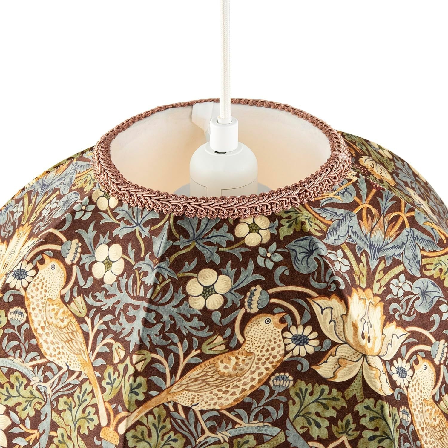 Victorian Vintage Lamp Shade Floral Birds Tassels Green Blue 36cm