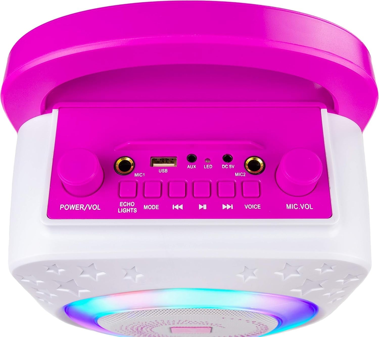 Bluetooth Karaoke Machine 10W with 2 Mics Ring Light Party Speaker