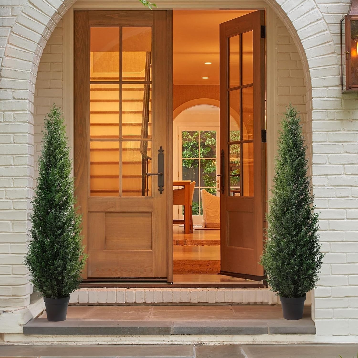 155cm Artificial Cedar Tree 2-Pack Outdoor Tall Fake Plants Porch Garden Decor