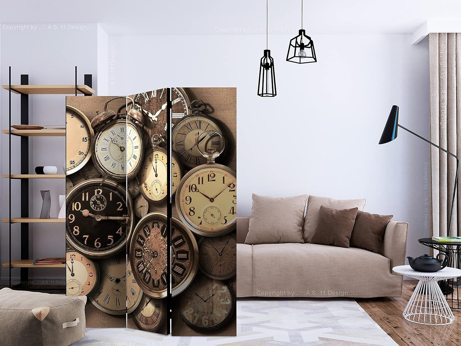 Retro Vintage Acoustic Room Divider – Soundproof Double-Sided Canvas Screen 135x