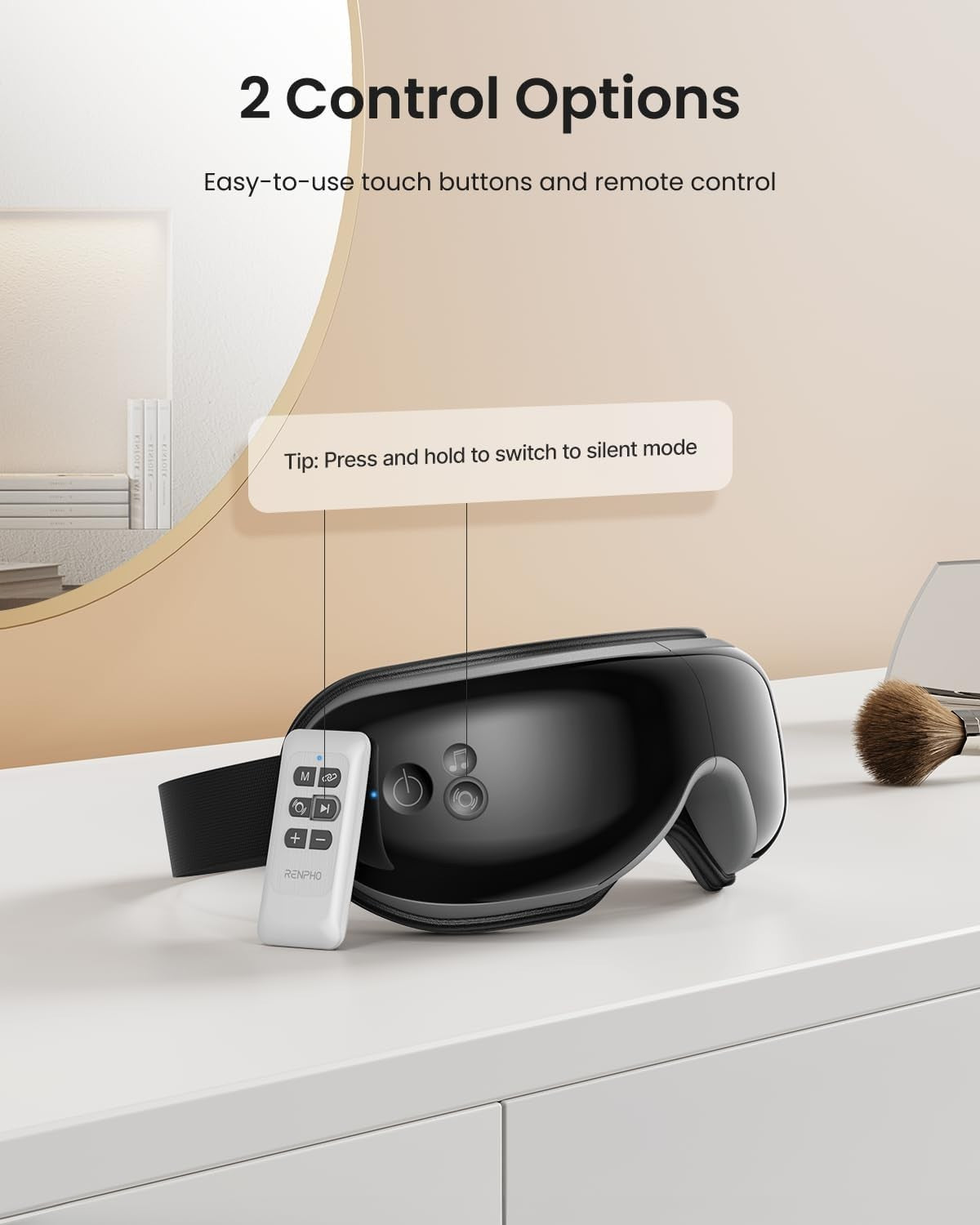 Heated Eye Massager Compression Bluetooth Remote Foldable