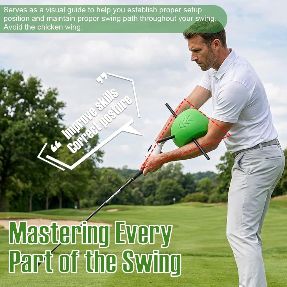 Golf Swing Trainer Ball with Alignment Rods Arm & Path Training Aid