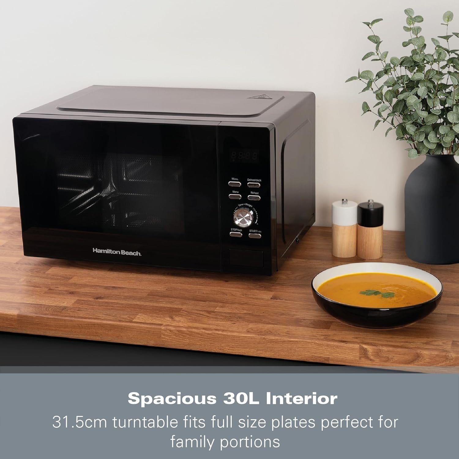 30L Digital Microwave 950W Family Size 8 Auto Programs Black