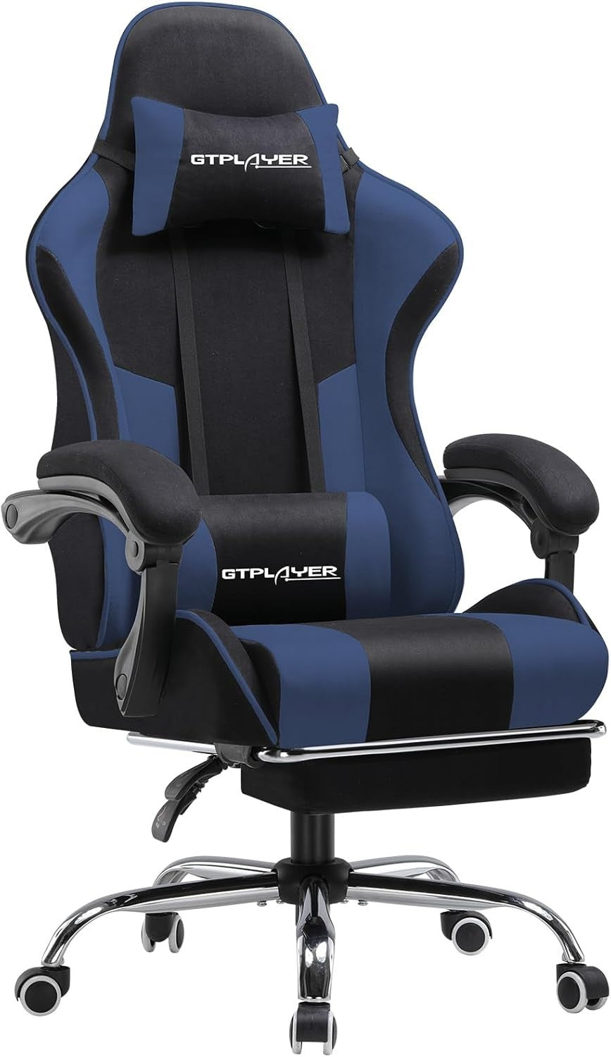 Ergonomic Gaming Chair w/ Massage Lumbar Support Fabric Recliner Office Desk