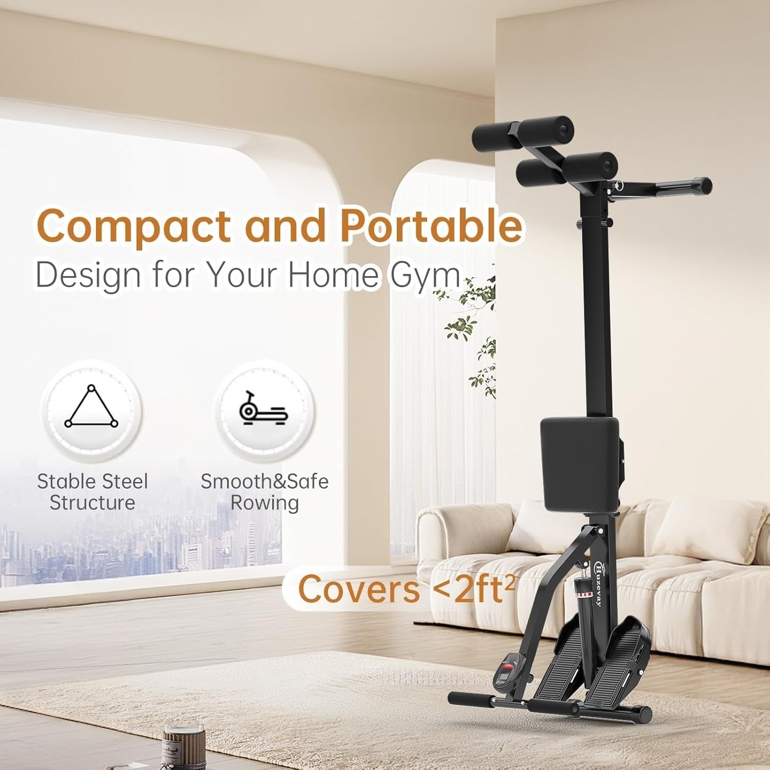 Foldable Hydraulic Rowing Machine 12-Level Resistance LCD Home Rower 120KG