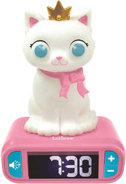 Kids Kitten Alarm Clock Night Light LED Display Snooze Sounds Bedroom