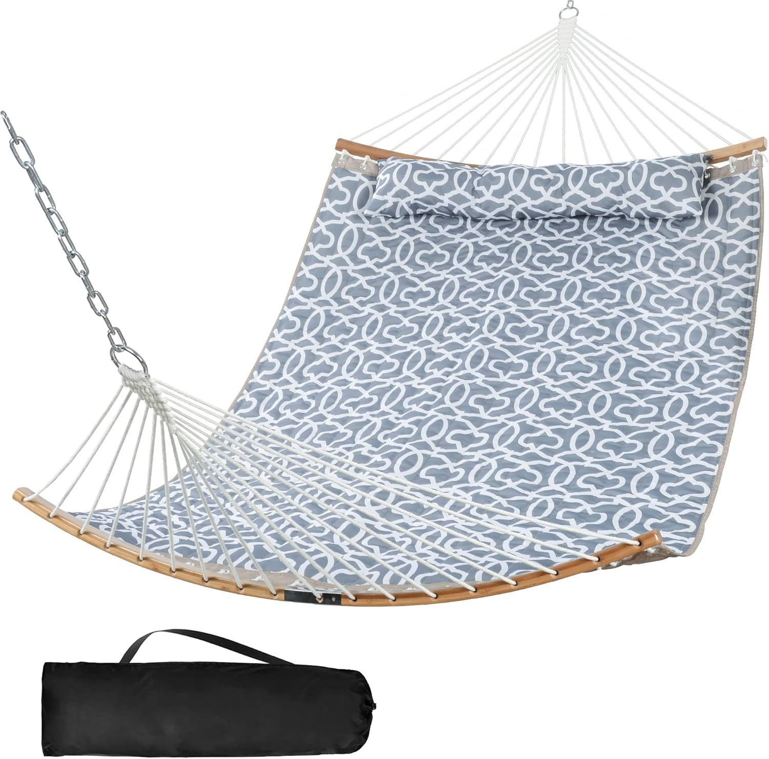 Luxury Double Quilted Hammock for Trees – 450lbs Capacity, Portable w/ Bag
