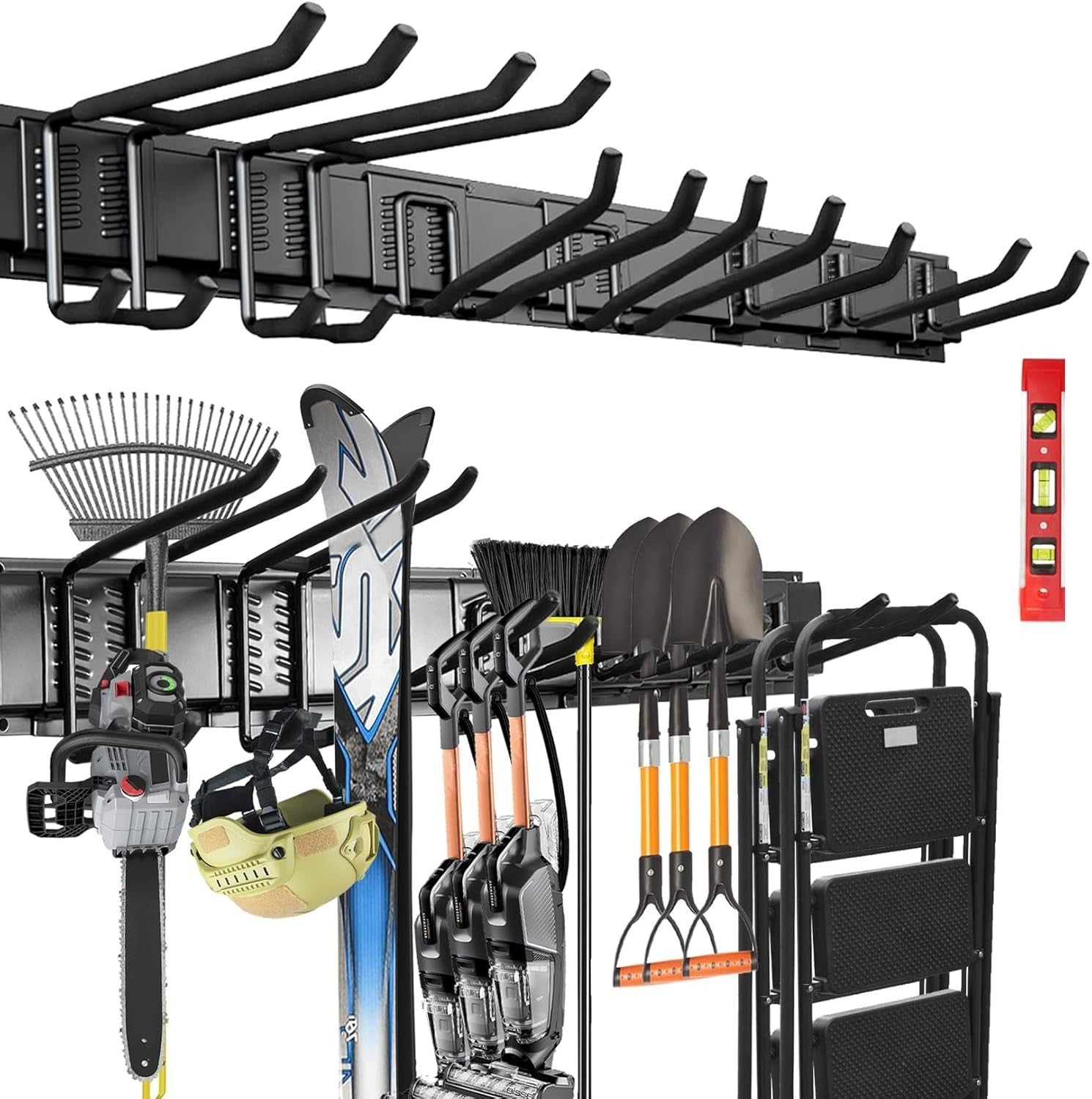 48 Inch Garage Tool Organizer Wall Mount Rack 7 Hooks Heavy Duty