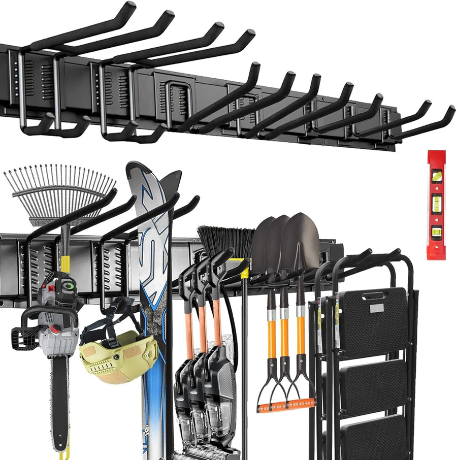 48 Inch Garage Tool Organizer Wall Mount Rack 7 Hooks Heavy Duty