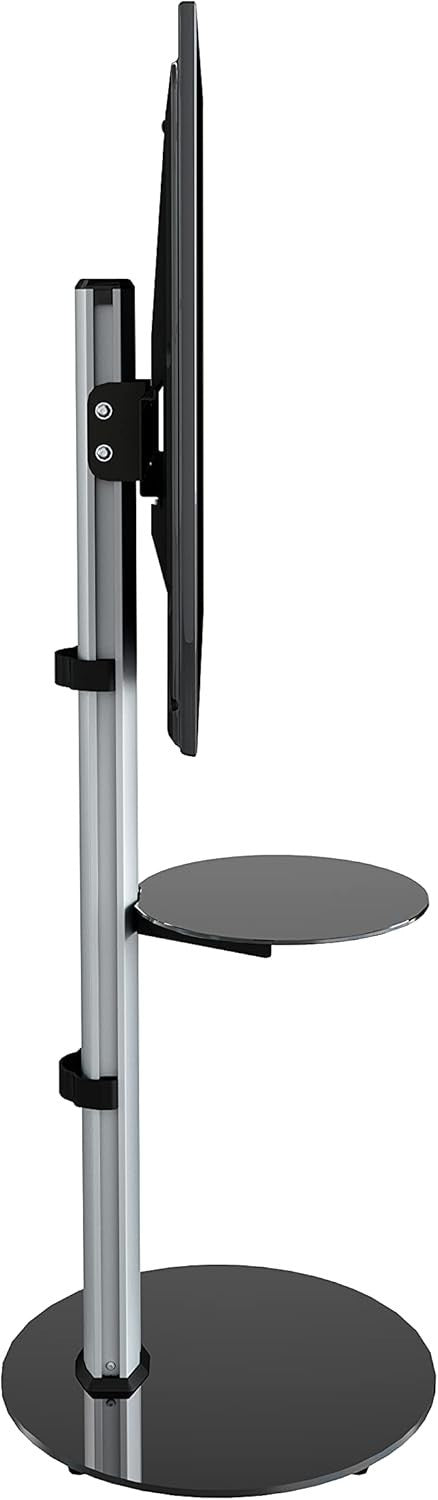 Swivel TV Stand With Shelf for 32-55" Screens Glass Base VESA Mount