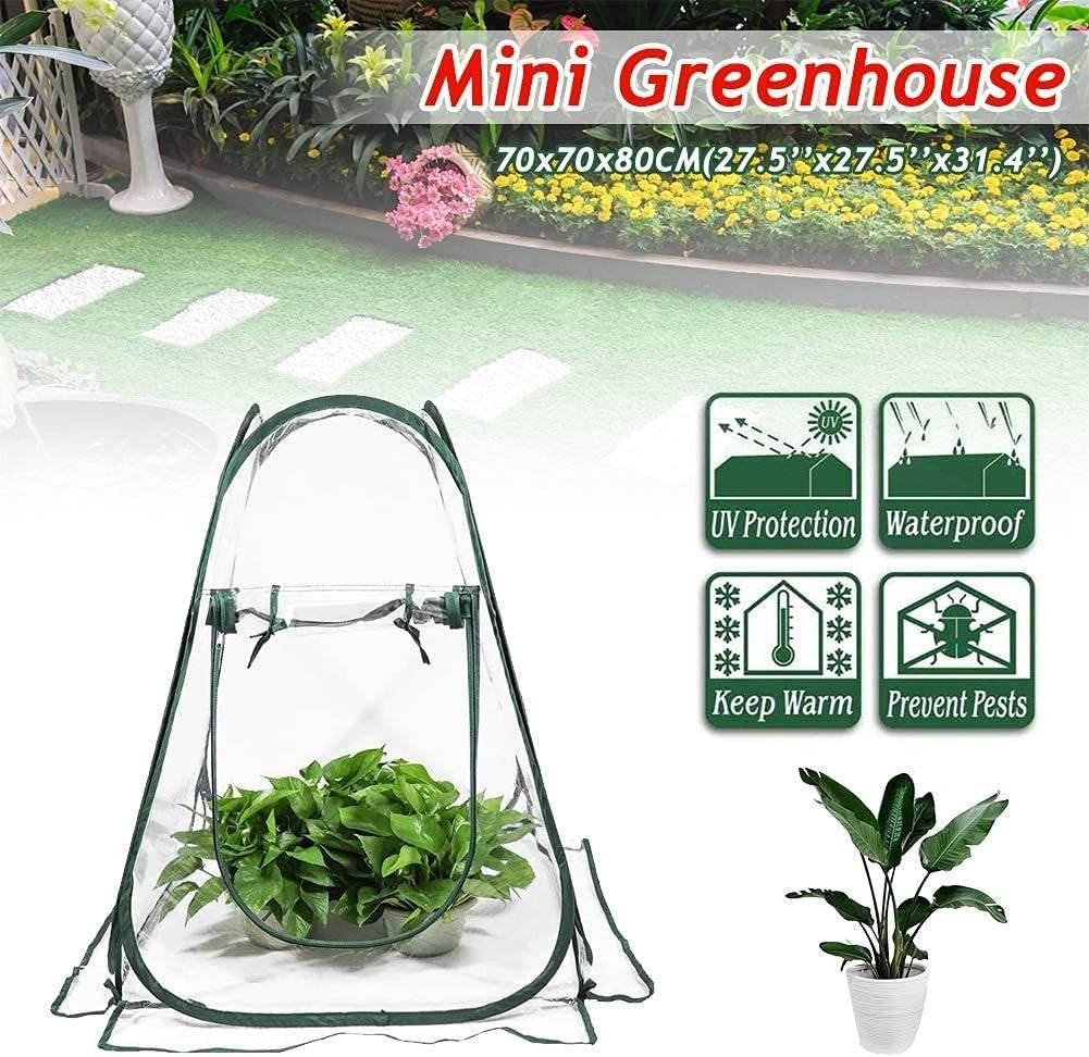 Mini Pop-Up Greenhouse 70x70x80cm Portable PVC Grow Tent for Garden & Patio