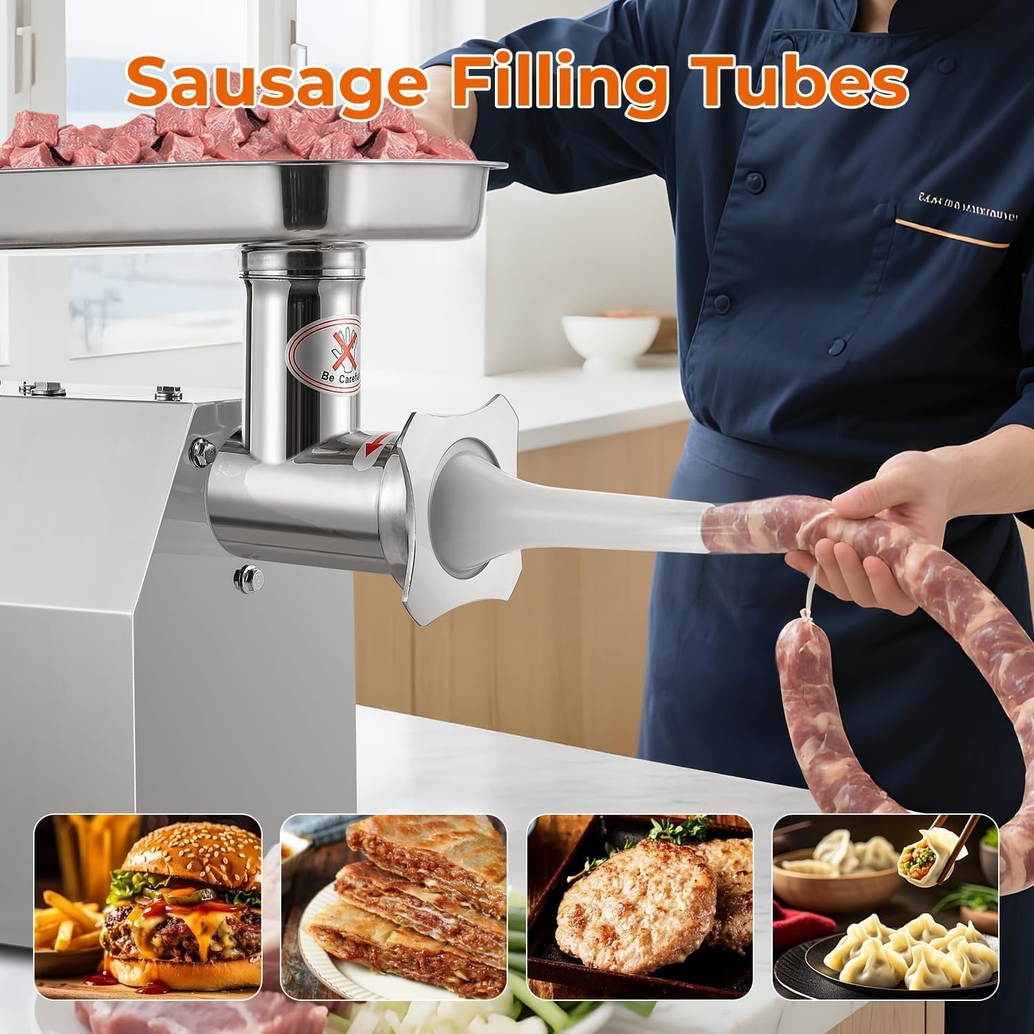 1200W Commercial Meat Grinder Sausage Stuffer 220kg/h Stainless