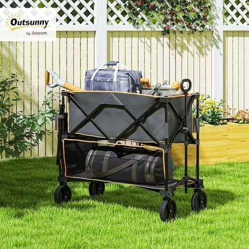 Collapsible Double-Decker Wagon Trolley 350L Heavy Duty Foldable Cart