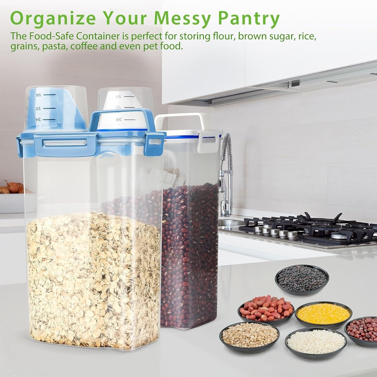 3L Airtight Rice Dispenser BPA Free Dry Food Bin w Cup
