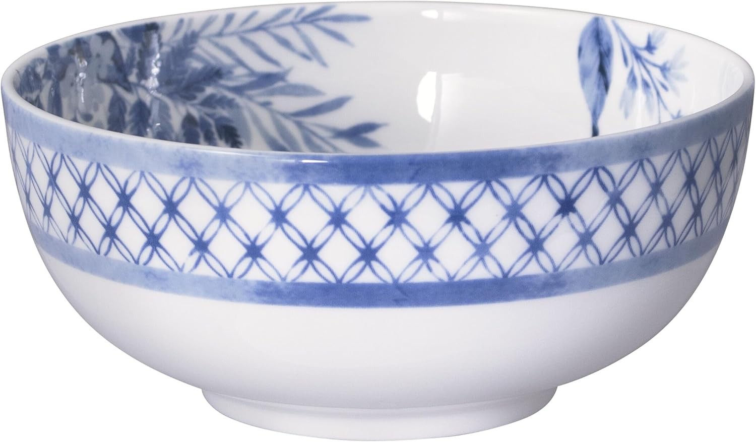 16pc Bone China Dinnerware Set Blue White Plates Bowls Mugs Chip Resistant