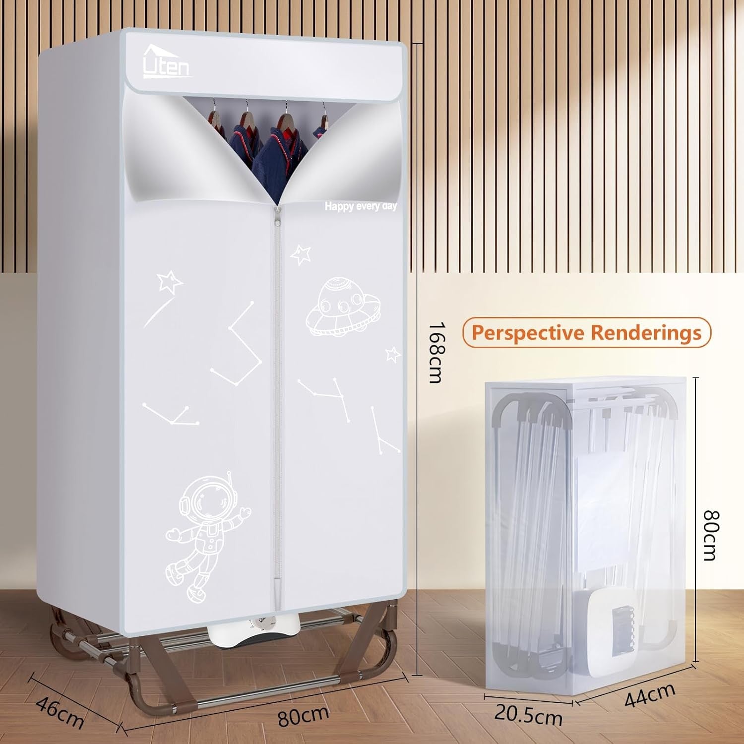 Electric Clothes Dryer Wardrobe 1500W 2 Tier Heated Indoor Drying