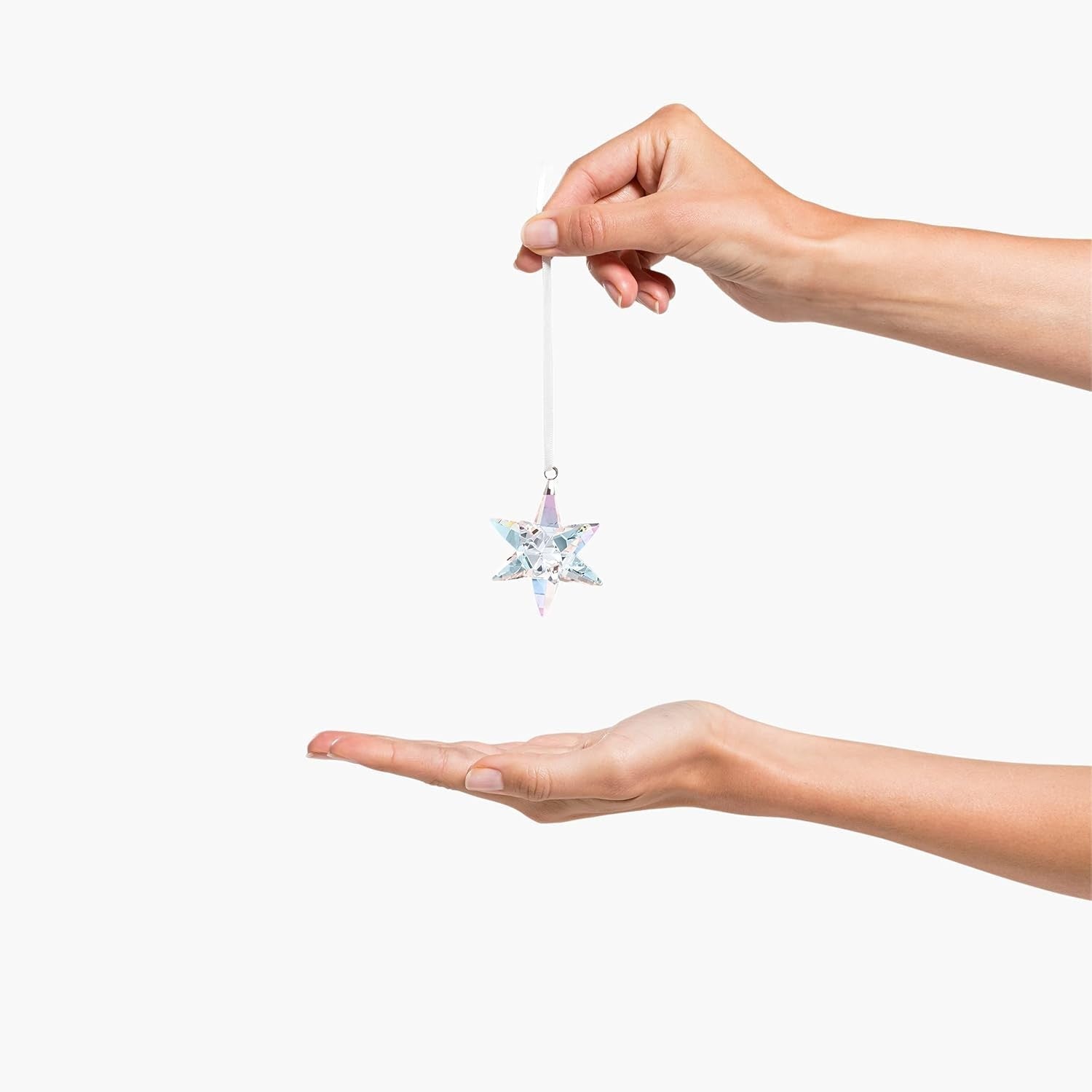 Shimmer Crystal Star Ornament Medium Clear Faceted Hanging Decoration Gift