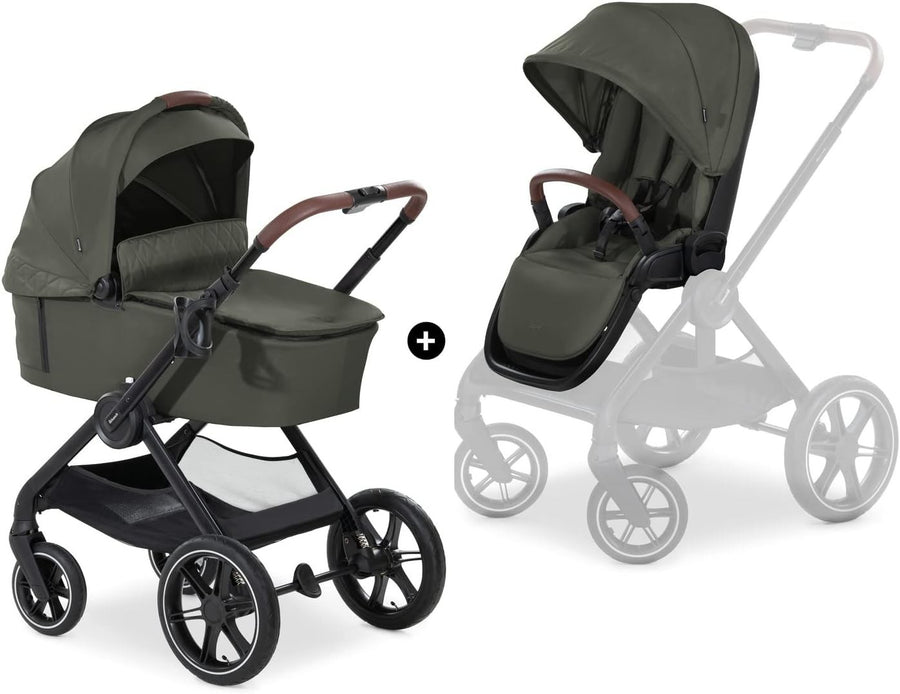 Walk N Care 2-in-1 Pram & Pushchair Dark Olive Lightweight Foldable Stroller
