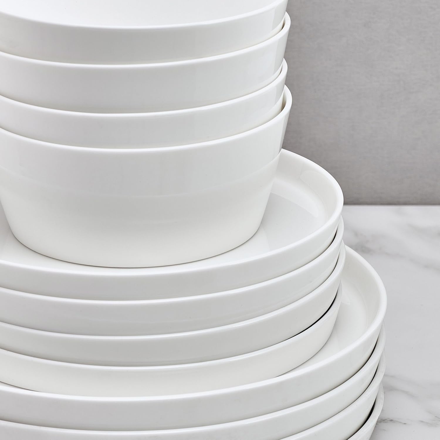 12 Piece Bone China Dinner Set Chip Resistant Plates Bowls White Service 4