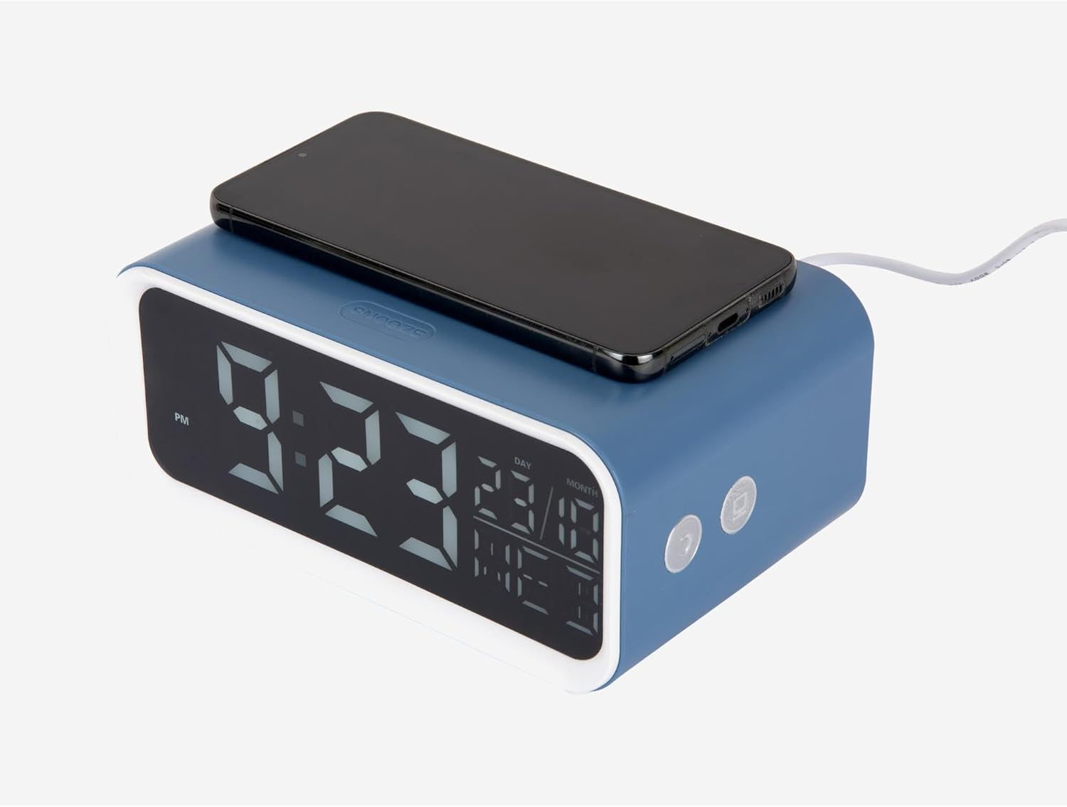 LED Alarm Clock Wireless Phone Charger Day Display Bedside Desk