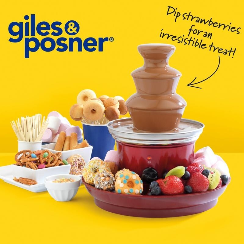 3-Tier Chocolate Fountain Party Dipper 90W Skewers Tray Gift