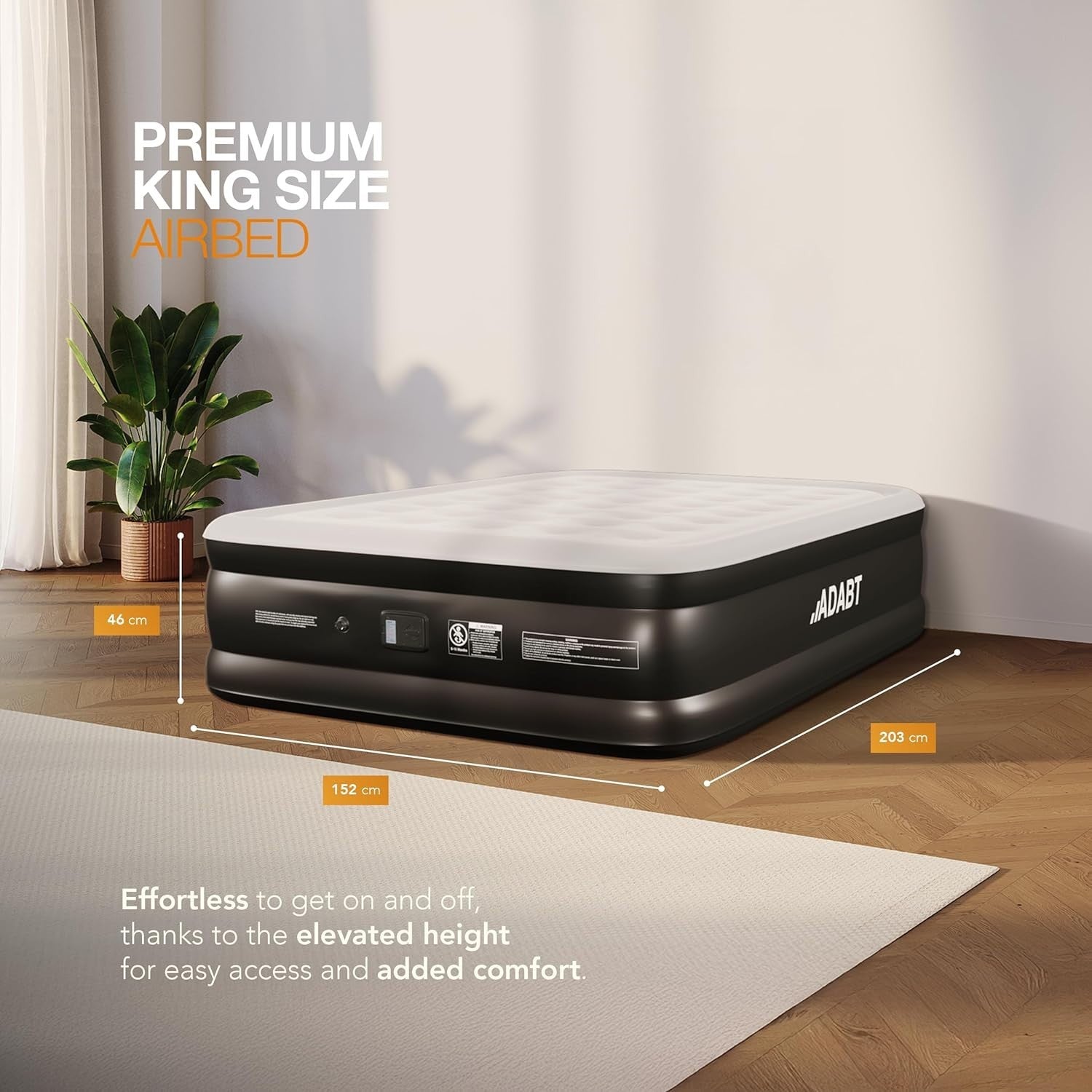 King Inflatable Air Mattress with Built-In Pump | Flocked, Waterproof, Durable B