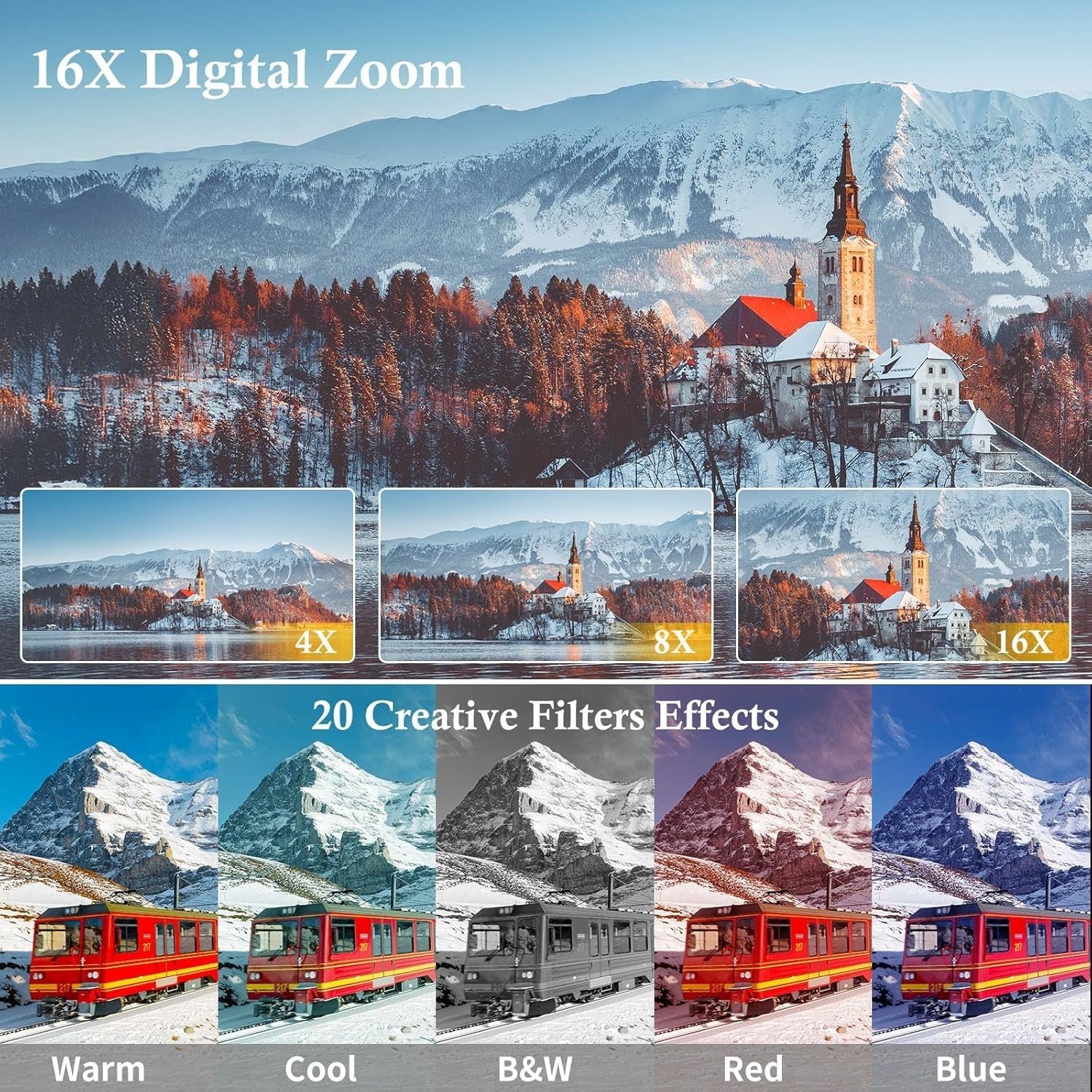 4K 48MP Digital Camera Dual Lens 16X Zoom Vlogging Camera Kit