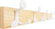 Natural Wood Wall Coat Rack 5 Triple Hooks | 61cm Modern Hanging Rail
