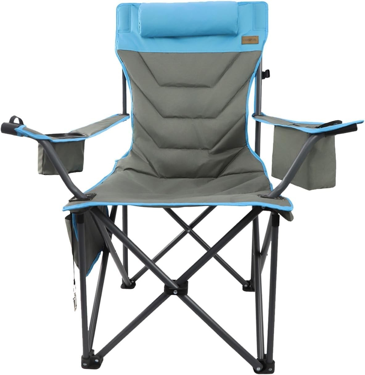 Heavy Duty Folding Camping Chair 400lbs XL Cup Holder Cooler Bag Outdoor