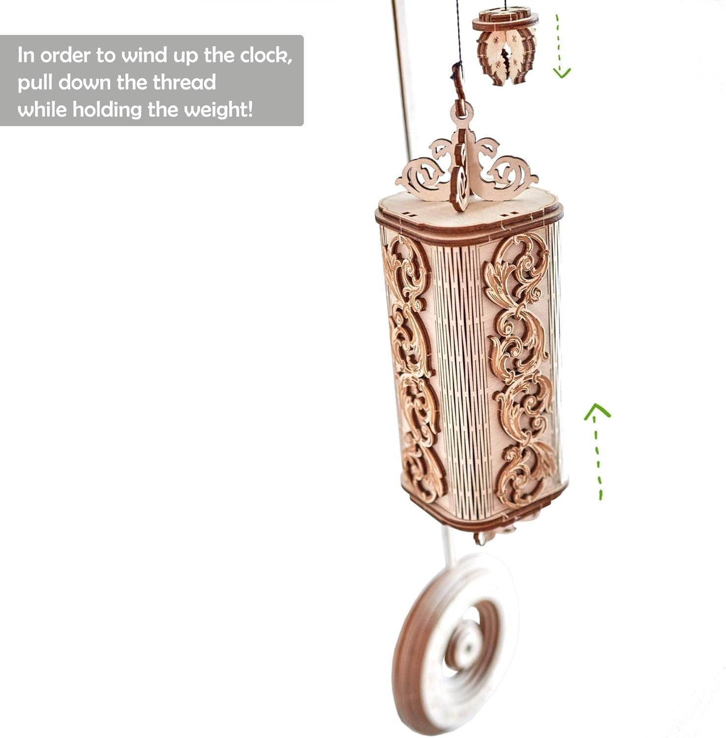 3D Wooden Wall Clock Puzzle Kit | DIY Pendulum Clock | No Battery Model